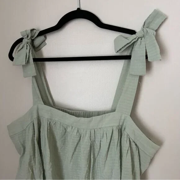 A.N.A. Tank Top Desert Sage Light Green Tie Straps Casual Neutral - Picture 2 of 8